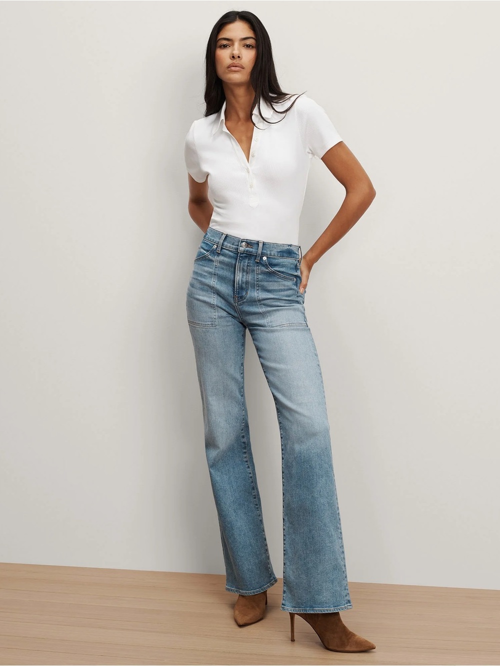 Veronica Beard Light Blue High-Rise Wide-Leg Jeans